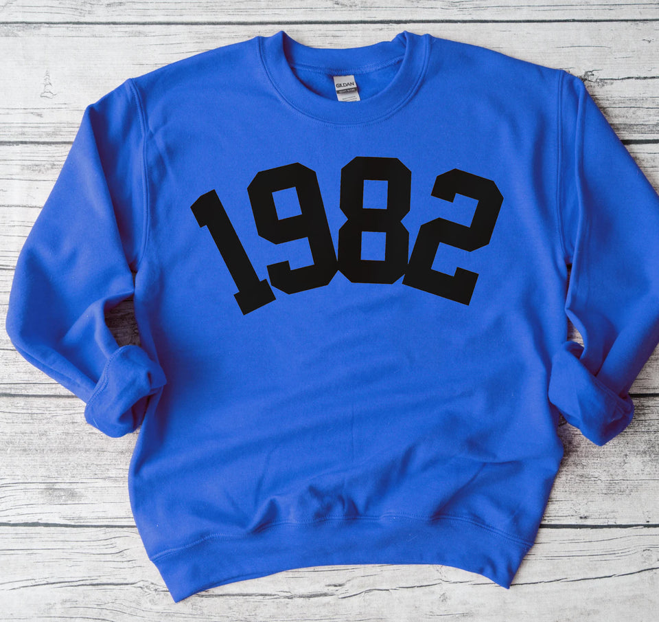 Custom Year 41st Birthday Sweatshirt, 1982 Birthday Year Number Sweatshirt for Women - GreatestCustom
