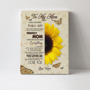 Personalized Gift For Mom Sunflower Canvas, Mother's Day Birthday Gift For Grandma, Watercolor Grandma Portrait, Mother's Day Gift, Perfect Mom Canvas