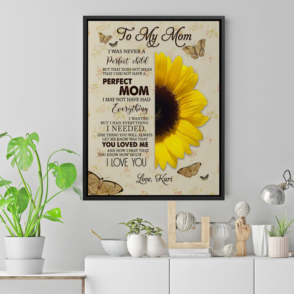 Personalized Gift For Mom Sunflower Canvas, Mother's Day Birthday Gift For Grandma, Watercolor Grandma Portrait, Mother's Day Gift, Perfect Mom Canvas