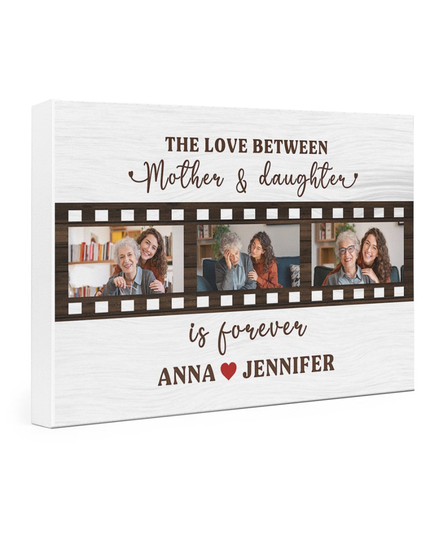 Personalized Love Between Mom and Daughter Photo Canvas, Gift For Grandma, Gift For Mother's Day, Birthday Gift For Mom, Family Photo Canvas